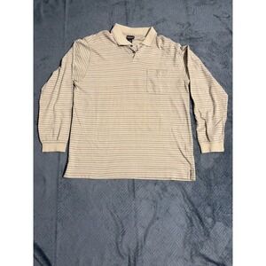 Van Heusen Men's Striped Long Sleeve Polo Shirt Size L